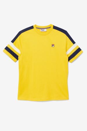 FILA Juan Tee Shirts Yellow / Navy,Mens Clothing | CA.DCXAUI287